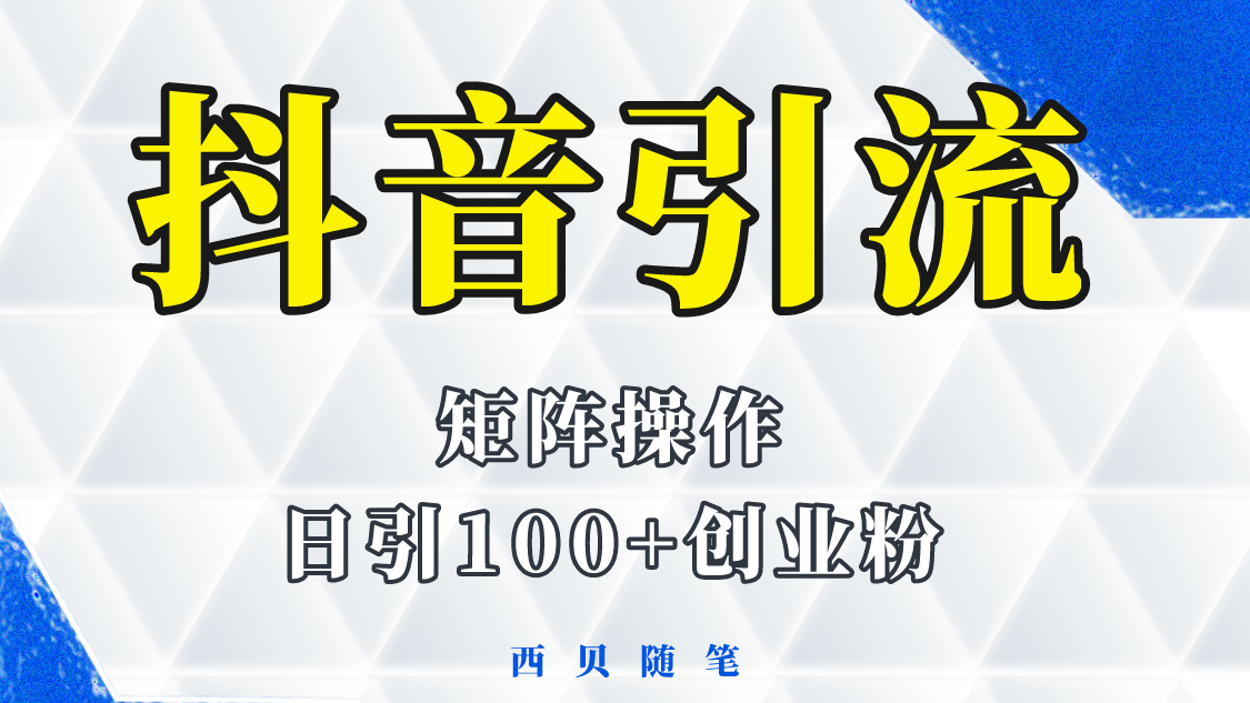 【副业项目5900期】抖音引流术，矩阵操作，一天能引100多创业粉缩略图