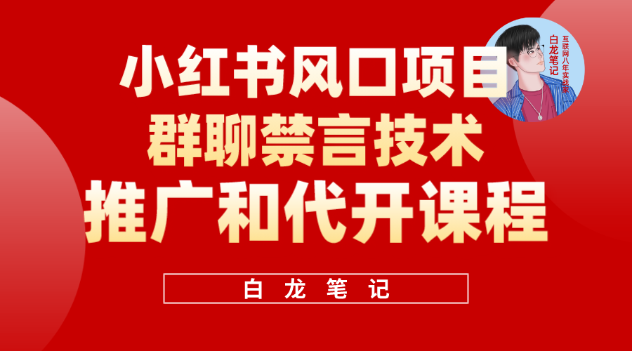 【副业项目5991期】小红书风口项目日入300+，小红书群聊禁言技术代开项目，适合新手操作缩略图