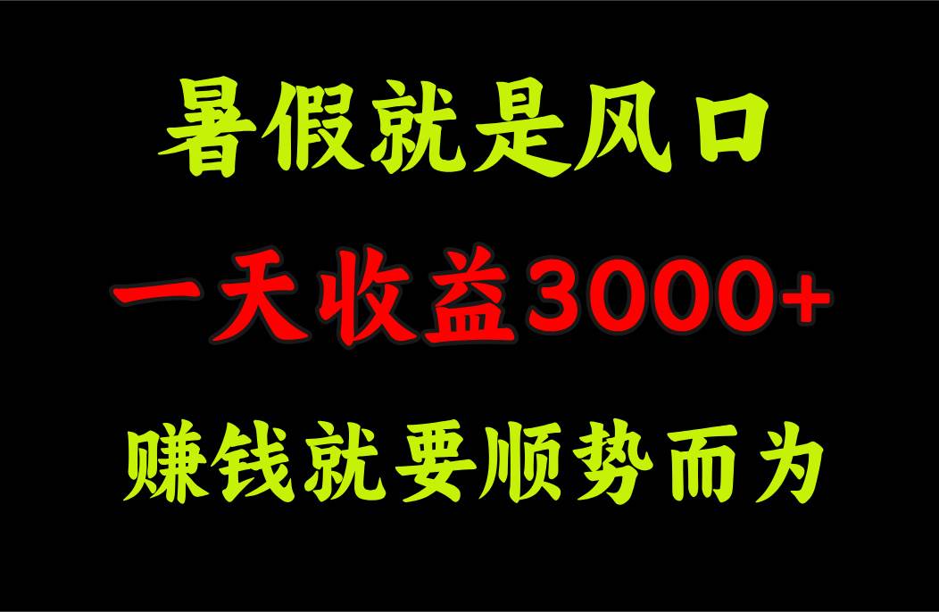 一天收益3000+ 赚钱就是顺势而为，暑假就是风口缩略图